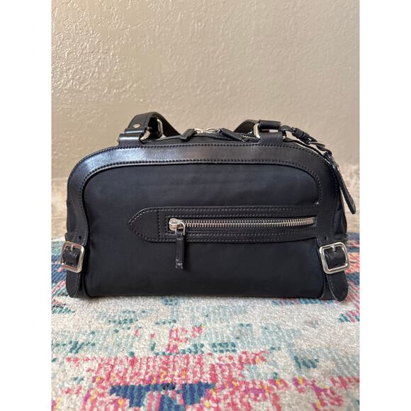Prada Bauletto Black Nylon Leather Shoulder Bag With Authentication Card - Picture 3 of 16